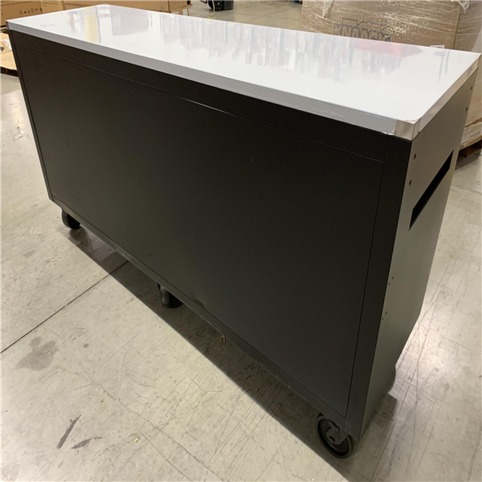 DALLAS LOCATION - AS-IS HUSKY 84 in. W x 24 in. D 18-Drawer Heavy-Duty Mobile Workbench with Stainless Steel Top in Matte Black
