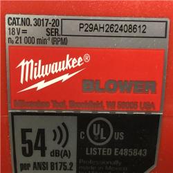 AS-IS  Milwaukee FUEL 120 MPH 500 CFM 18V Lithium-Ion Brushless Cordless Handheld Blower (Tool-Only)