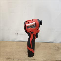 AS-IS- M12 12-Volt Lithium-Ion Compact Brushless Cordless 1/4 in. Impact Driver Kit W (2) 2.0 Ah Batteries  Charger & Tool Bag