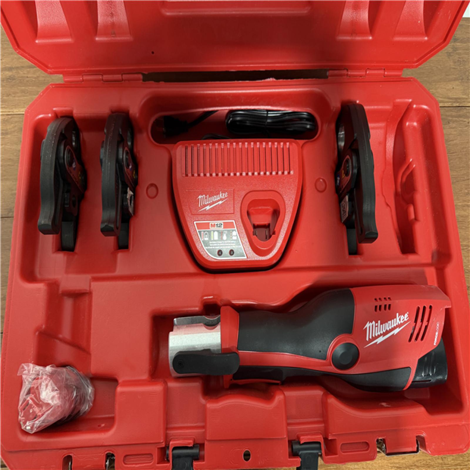 CALIFORNIA AS-IS MILWAUKEE M12 FORCE LOGIC PRESS TOOL KIT, INCLUDES (2) BATTERIES, CHARGER & HARD CASE: APPEARS IN GOOD CONDITION