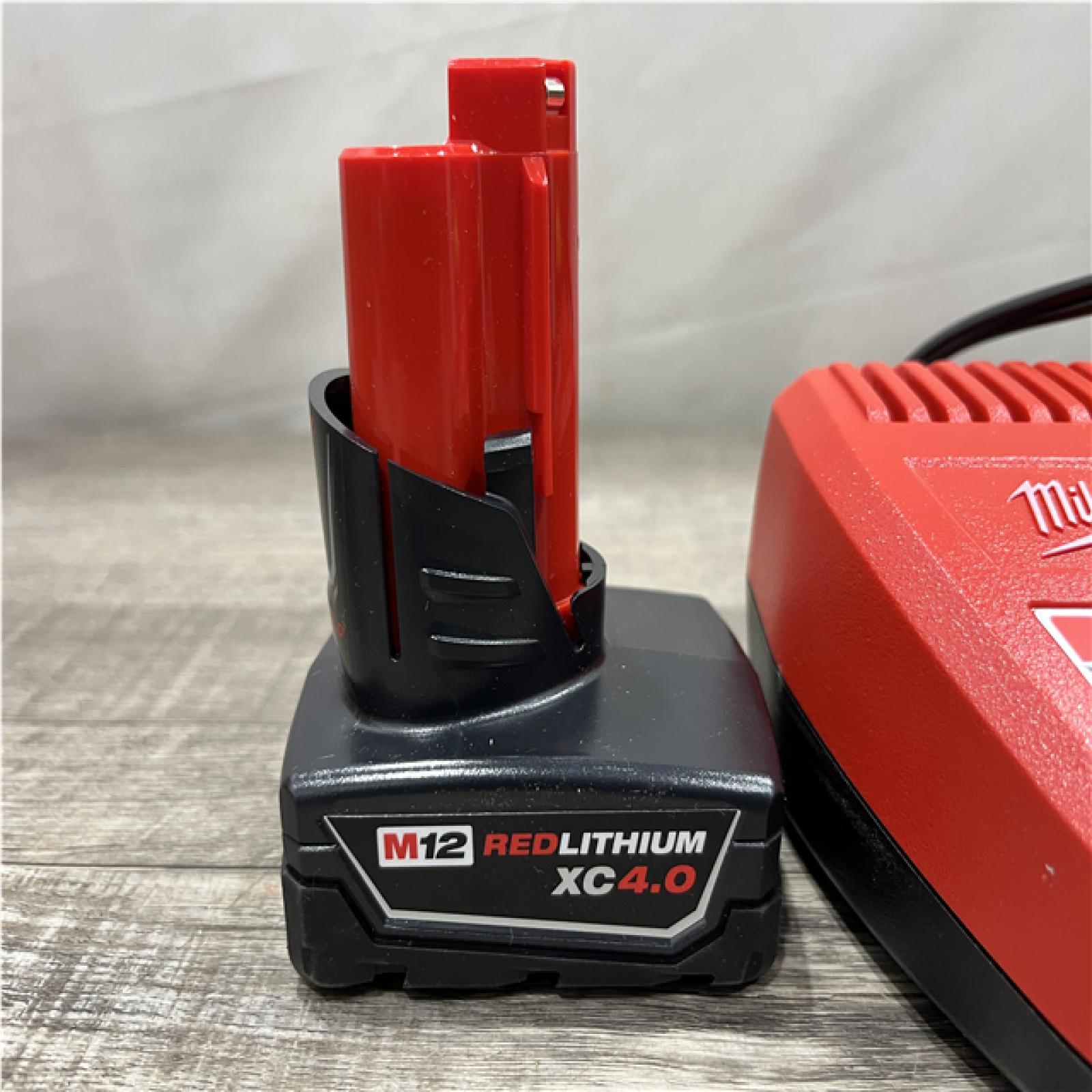 AS-IS Milwaukee 12-Volt Lithium-Ion XC Battery Pack 4.0 Ah and Charger Starter Kit