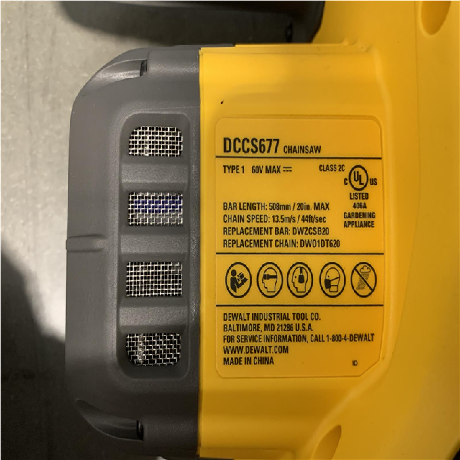 AS-IS DEWALT FLEXVOLT 60-Volt MAX 20 in. Brushless Cordless Battery Powered Chainsaw and Case (Tool with Case Only)