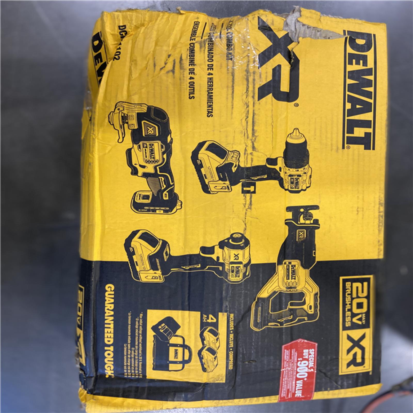 AS-IS DEWALT 20-Volt Maximum Lithium-Ion Cordless 4-Tool Combo Kit with (2) 4 Ah Batteries and Charger