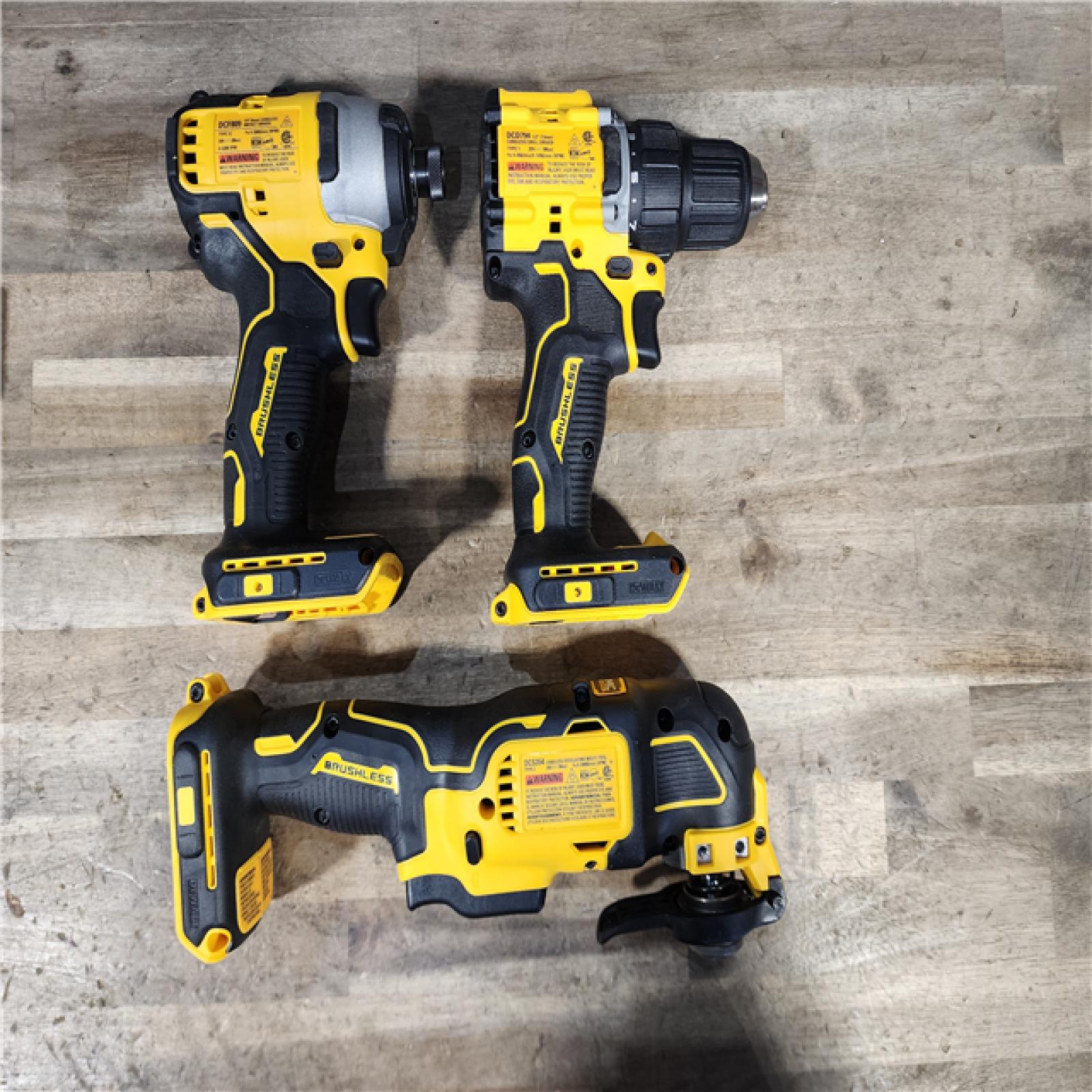 HOUSTON LOCATION - AS-IS DeWalt 20V MAX ATOMIC Cordless Brushless 3-Tool Combo Kit