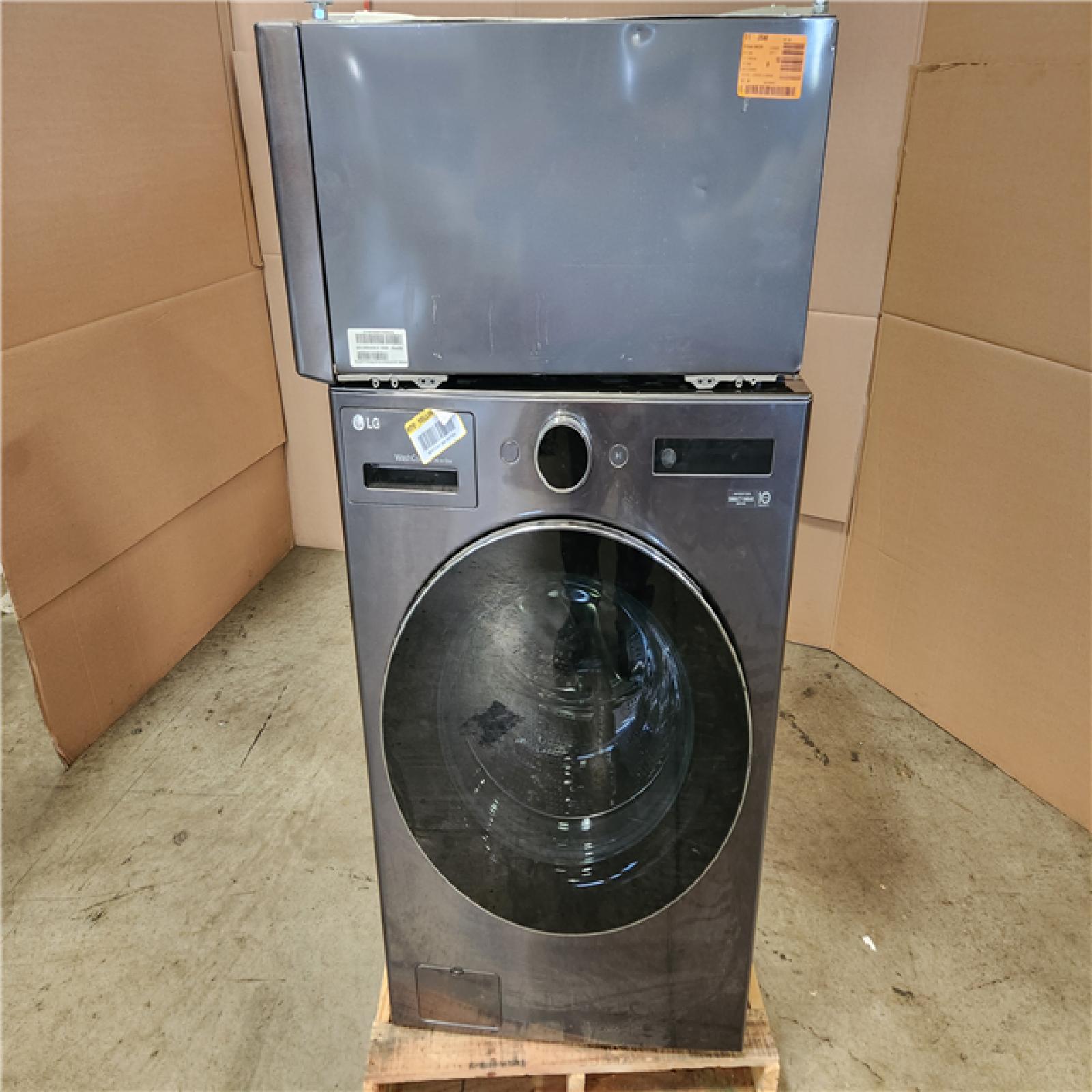 Phoenix Location LG 5.0 cu. ft. Mega Capacity Smart Front Load Electric All-in-One Washer Dryer Combo with TurboWash360 WiFi in Black Steel