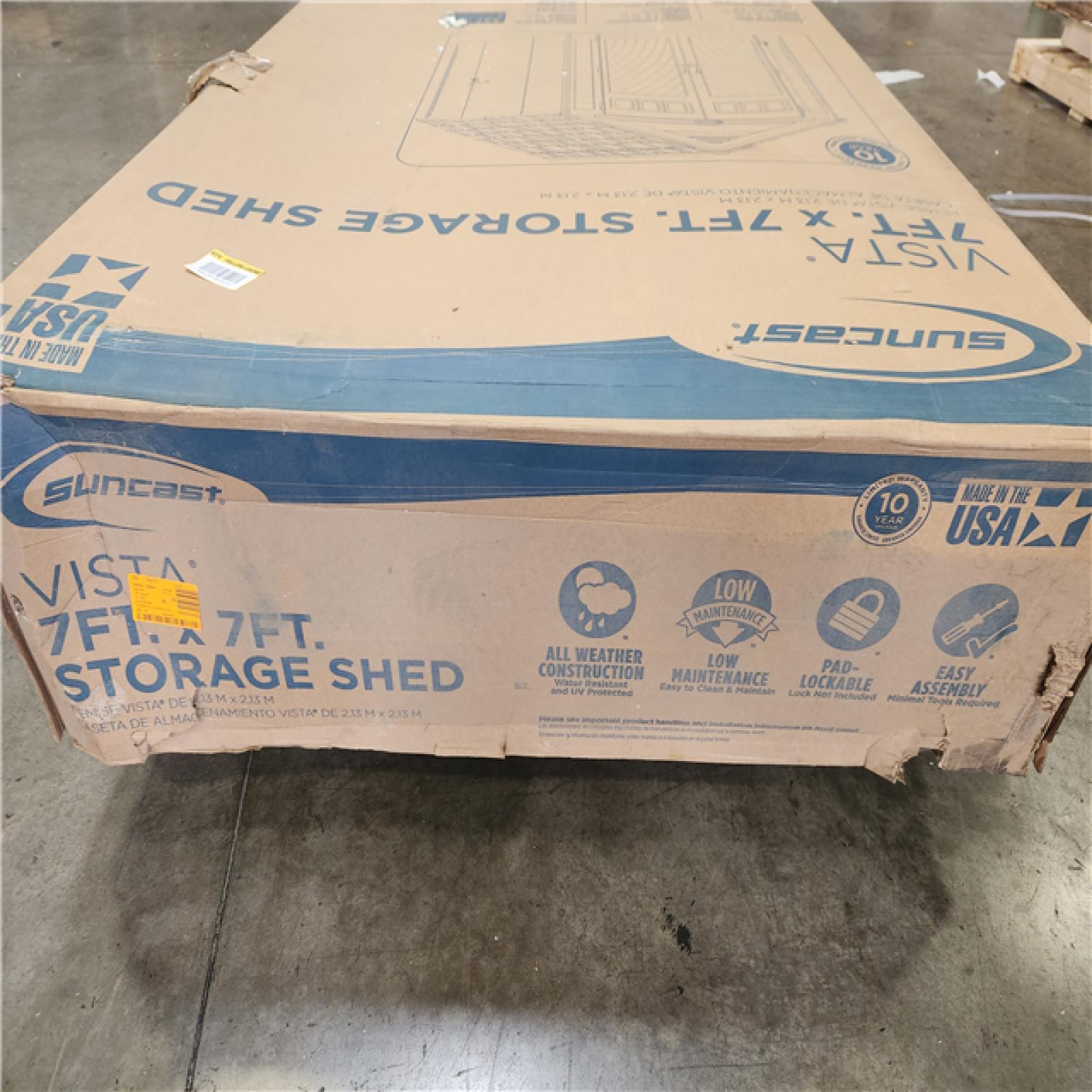 Phoenix NEW Suncast Vista 7 ft. W x 7 ft. D Plastic Resin Storage Shed with Floor (50 sq. ft.) in Colonnade (Beige)