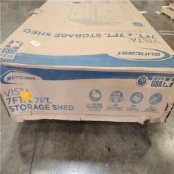 Phoenix NEW Suncast Vista 7 ft. W x 7 ft. D Plastic Resin Storage Shed with Floor (50 sq. ft.) in Colonnade (Beige)