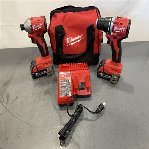 AS-IS - Milwaukee M18 18V Lithium-Ion Brushless Cordless Compact Drill/Impact Combo Kit