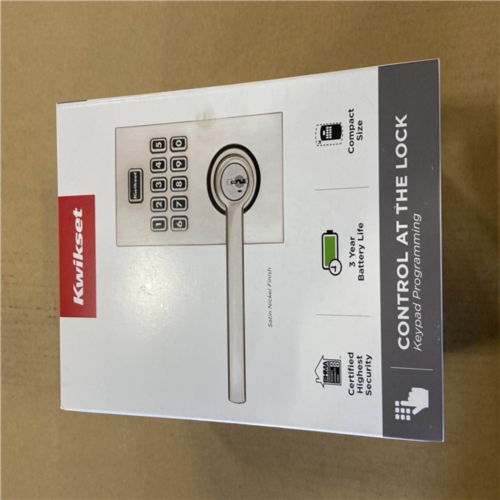 NEW! - Kwikset SmartCode 917 Satin Nickel Contemporary Keypad Electronic Single-Cylinder Halifax Door Handle with SmartKey Security