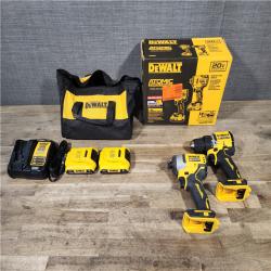 HOUSTON LOCATION - AS-IS Dewalt DCK225D2 20V MAX ATOMIC Brushless Compact Lithium-Ion 1/2 in. Cordless Drill Driver and 1/4 in. Impact Driver Combo Kit with 2 Batteries 2 Ah