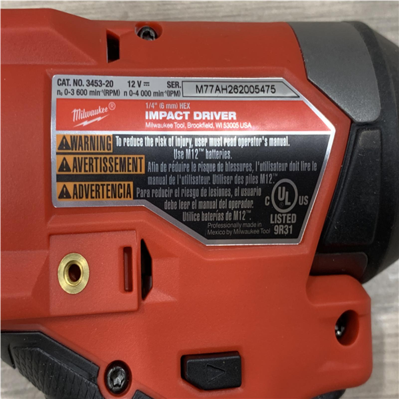 AS-IS Milwaukee FUEL 12V Lithium-Ion Brushless Cordless 1/4 in. Hex Impact Driver (Tool-Only)