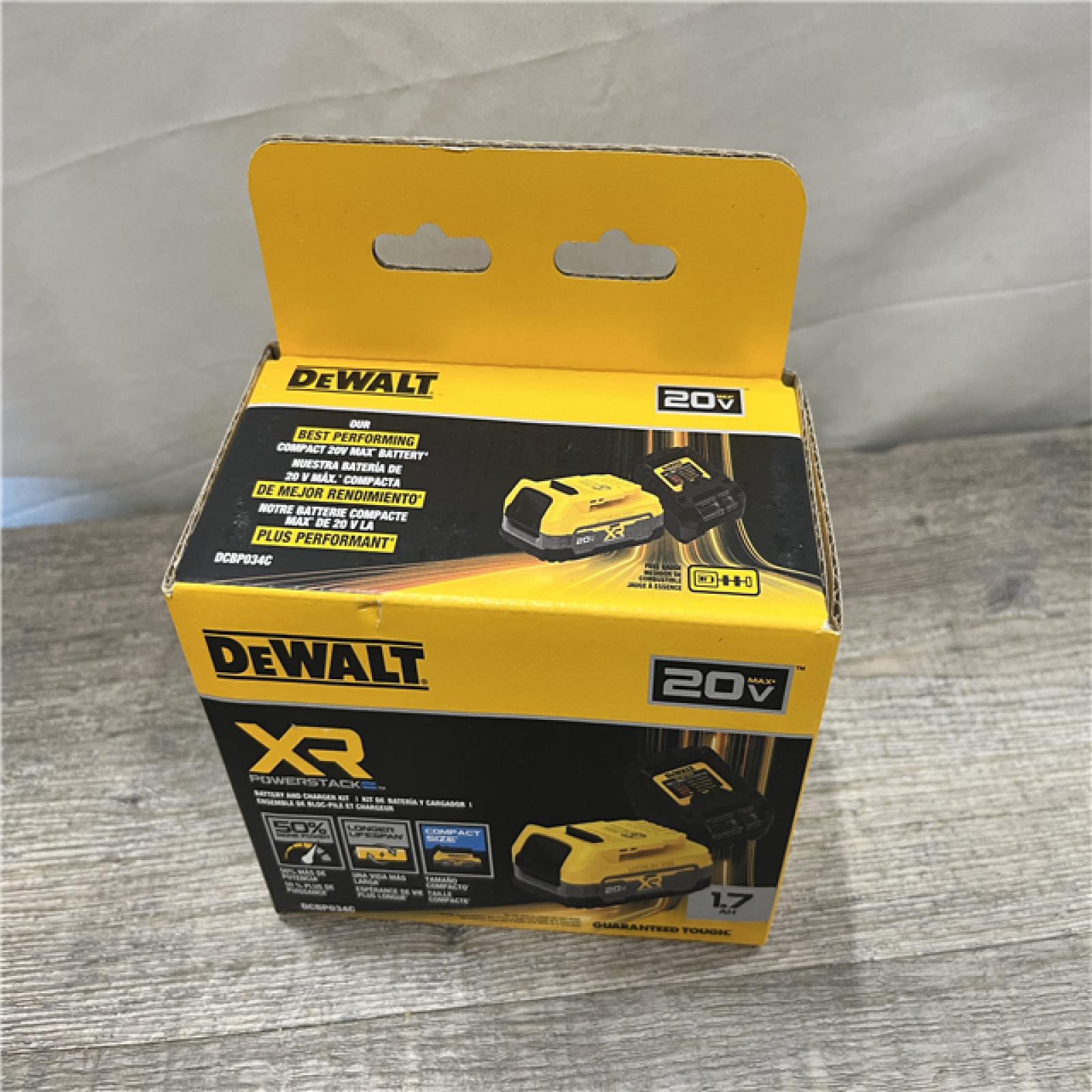 NEW - DEWALT 20V MAX XR POWERSTACK Lithium-Ion Battery Starter Kit with 1.7Ah Battery and Charger