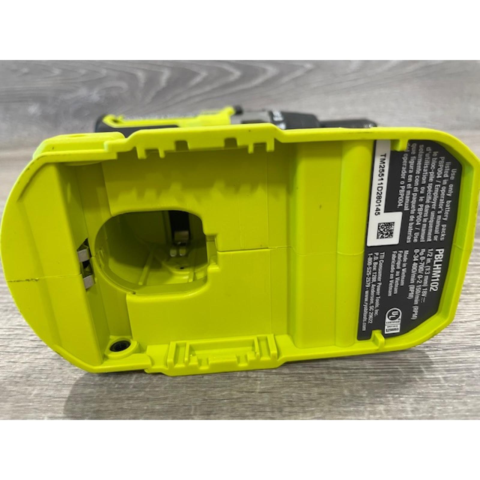 AS-IS ONE+ HP 18V Brushless Cordless 1/2 in. Hammer Drill Kit 4.0 Ah HIGH PERFORMANCE Battery  Charger  and Bag