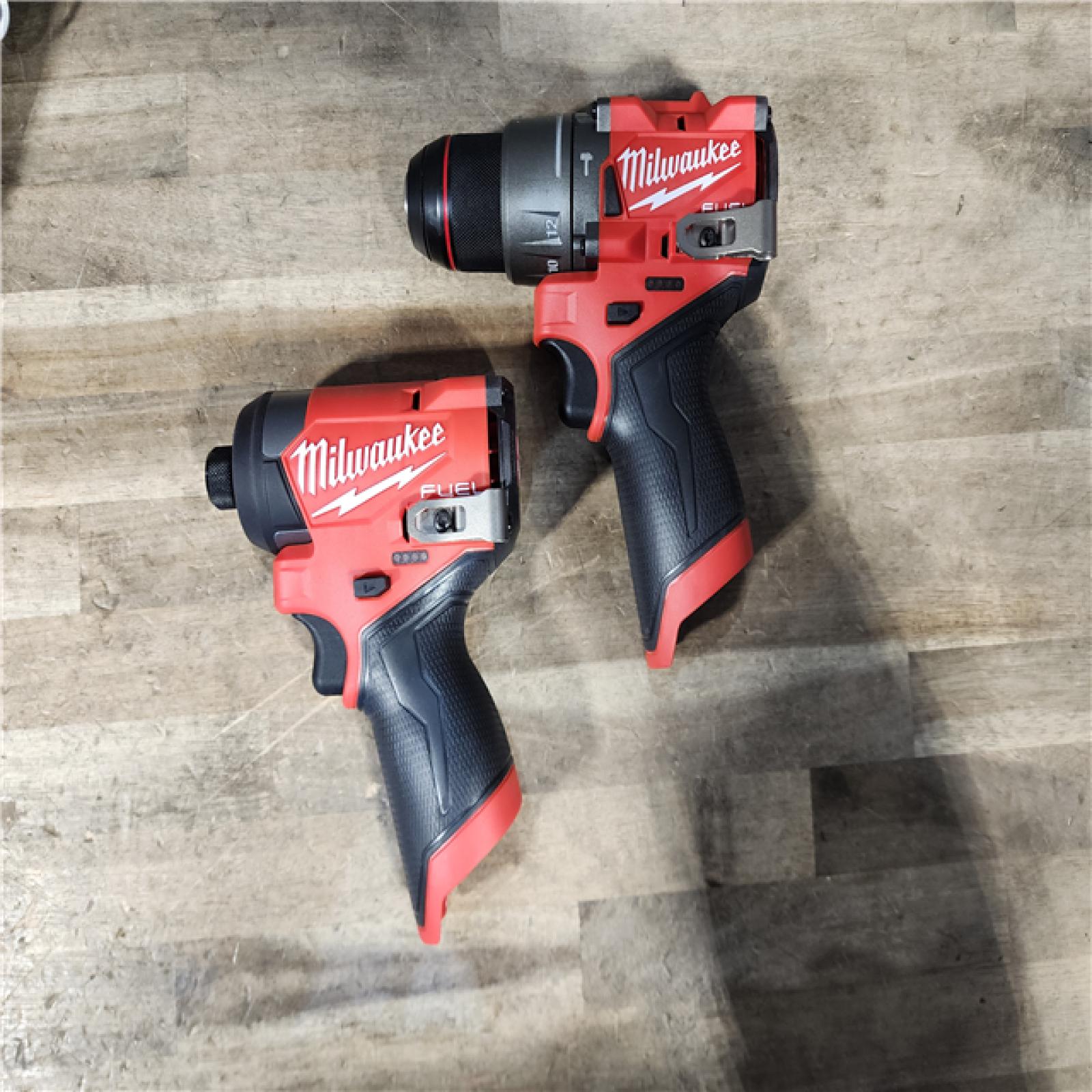 HOUSTON LOCATION - AS-IS Milwaukee M12 FUEL Cordless 2-Tool Combo Kit: 1/2Hammer Drill  1/4Hex Impact Driver 3497-22