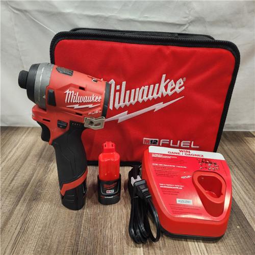 AS-IS- Milwaukee M12 FUEL SURGE 12V Lithium-Ion Brushless Cordless 1/4 in. Hex Impact Driver Compact Kit W/Two 2.0Ah Batteries  Bag