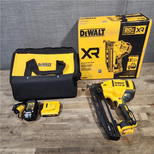 HOUSTON LOCATION - AS-IS DeWalt 20V 16 Gauge Cordless Angled Finish Nailer Kit W/ 2Ah Battery