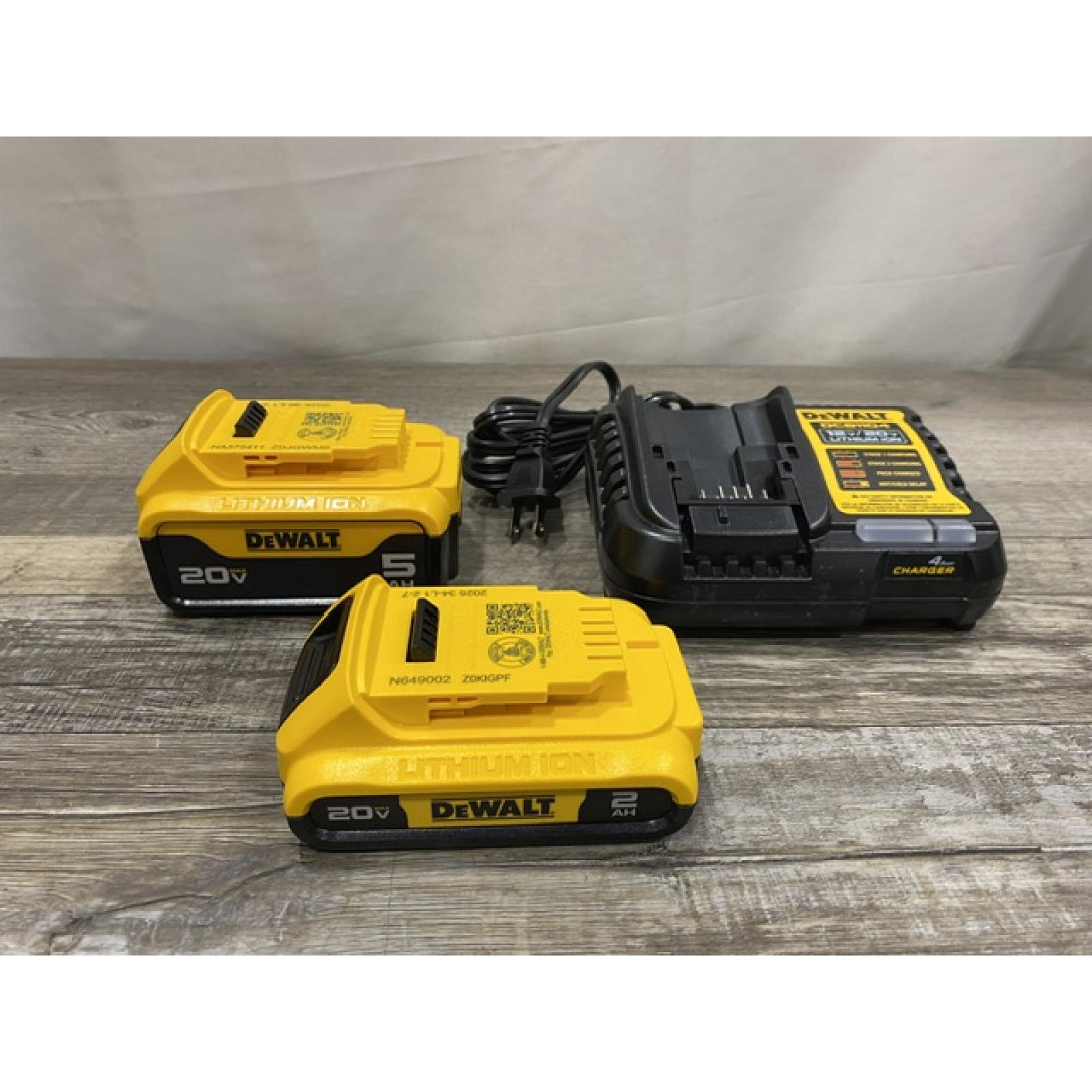 AS-IS DEWALT 20V MAX Lithium-Ion Battery Kit with 5.0Ah and 2.0Ah Battery and Charger