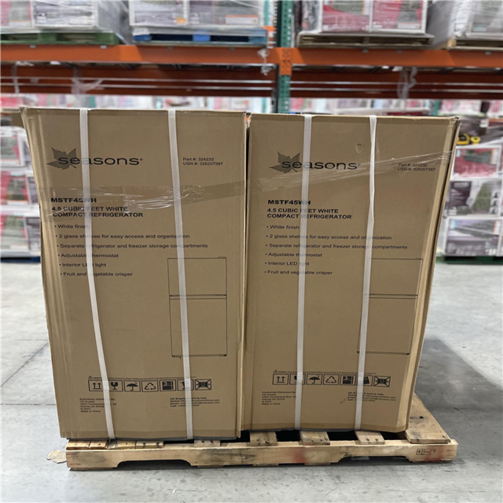 DALLAS LOCATION - Seasons ENERGY STAR 4.5cu.ft. 20in. COMPACT Top-Freezer Refrigerator White-PALLET(4 UNITS)