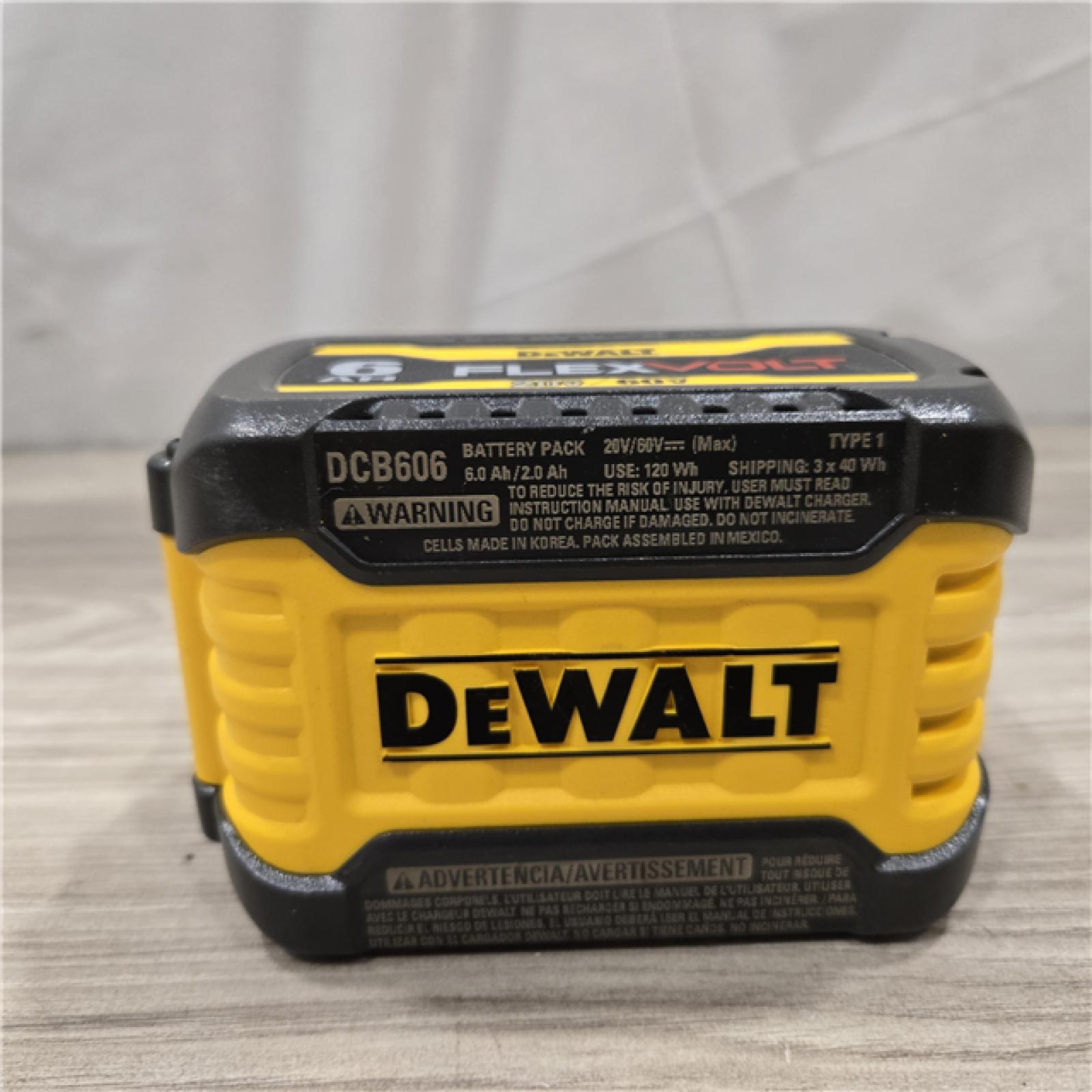 AS-IS DEWALT FLEXVOLT 20V/60V MAX 6.0Ah Battery Pack with 6 Amp Output Charger