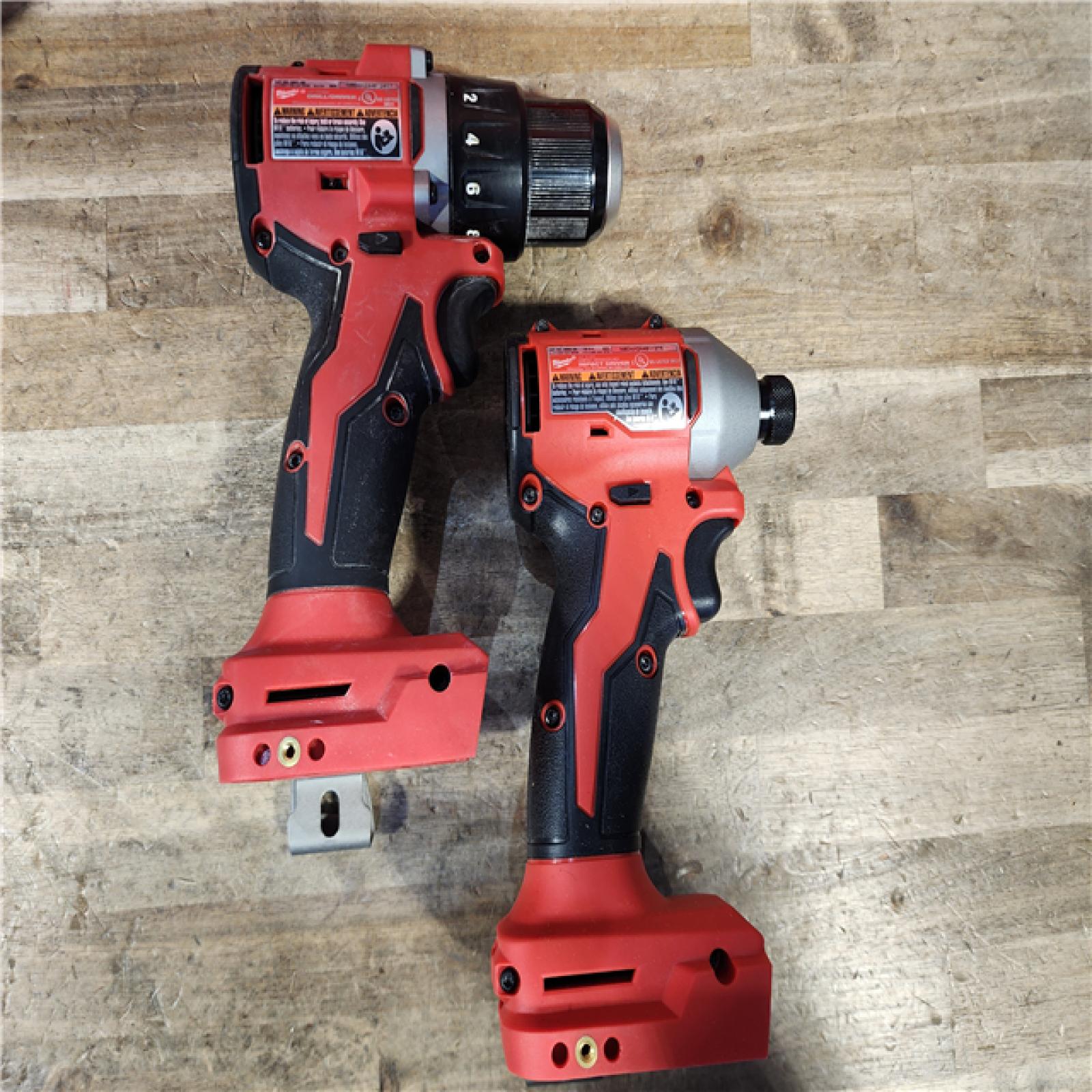 HOUSTON LOCATION - AS-IS Milwaukee M18 18V Lithium-Ion Brushless Cordless Compact Drill/Impact Combo Kit (2-Tool) W/(2) 2.0 Ah Batteries  Charger & Bag