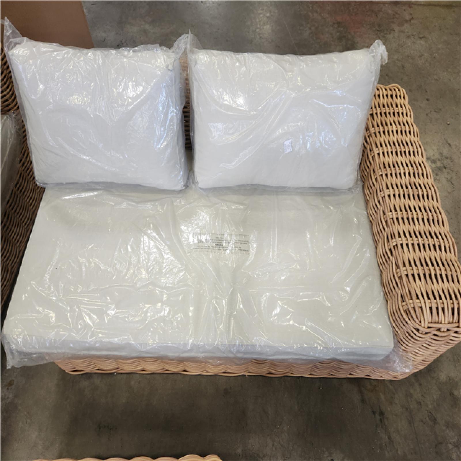 Phoenix LIKE NEW Poly and Bark Puglia 100 in. Rounded Arm 2-piece Fabric Corner Sectional Sofa in. Sand with Coffee Table
