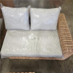 Phoenix LIKE NEW Poly and Bark Puglia 100 in. Rounded Arm 2-piece Fabric Corner Sectional Sofa in. Sand with Coffee Table