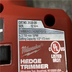 AS-IS Milwaukee FUEL 8 in. 12V Lithium-Ion Brushless Cordless Battery Hedge Trimmer (Tool-Only)