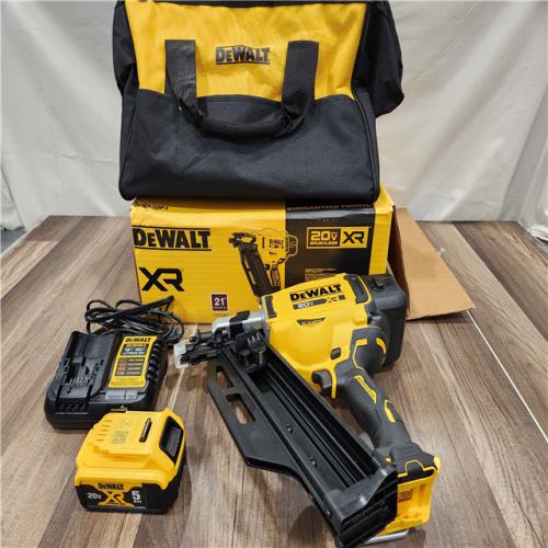AS-IS DEWALT 20-Volt 21Â° Cordless Framing Nailer Kit with 5.0 Ah Lithium-Ion Battery and Charger