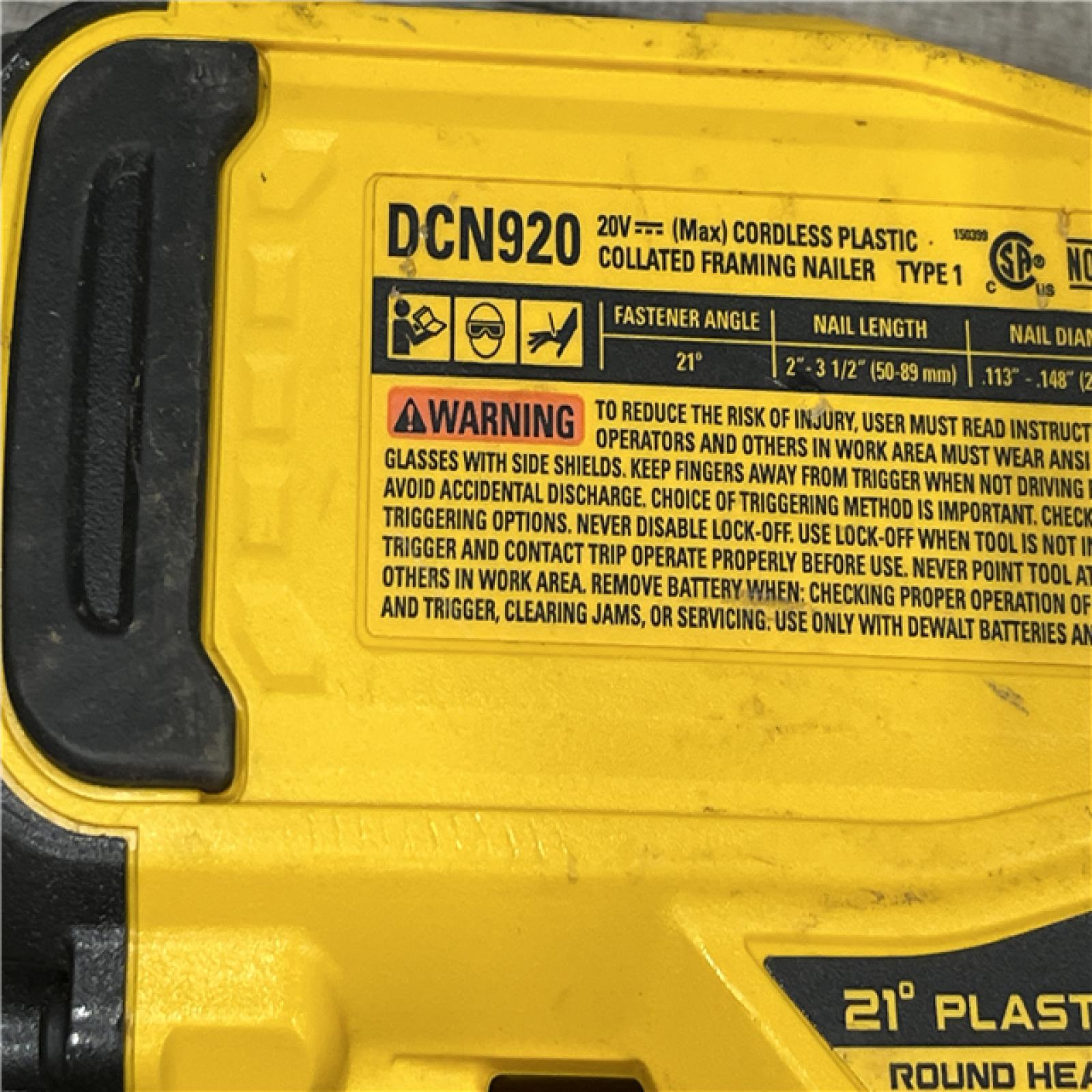 AS-IS DEWALT 20-Volt 21° Cordless Framing Nailer Kit