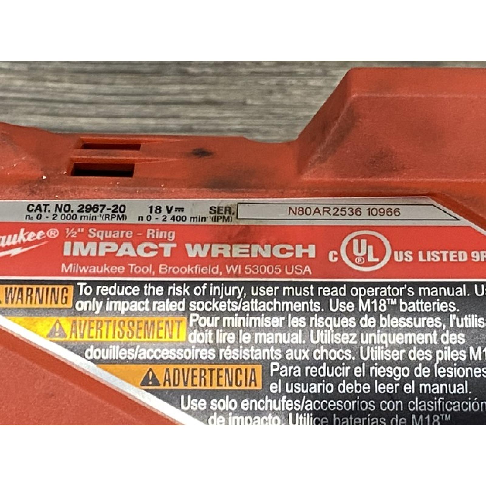 AS-IS Milwaukee FUEL 18V Lithium-Ion Brushless Cordless 1/2 in. Impact Wrench w/Friction Ring Kit