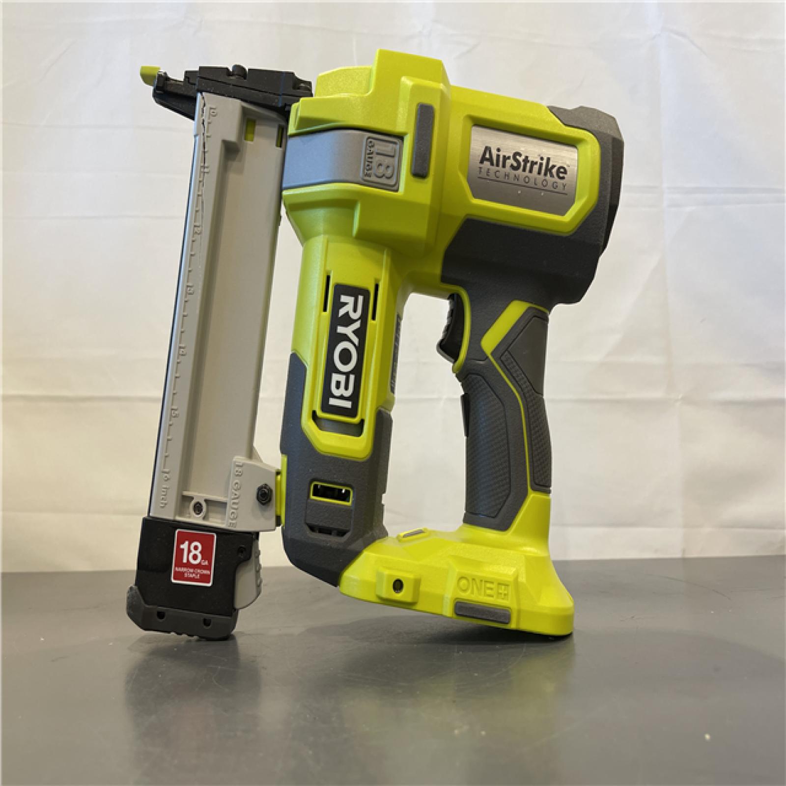 AS-IS -  RYOBI ONE+ 18V 18-Gauge Cordless AirStrike Narrow Crown Stapler (Tool Only)