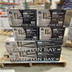 DALLAS LOCATION - Hampton Bay Scenic 52 in. Integrated LED Indoor Brushed Nickel Hugger Ceiling Fan- (14 UNITS)