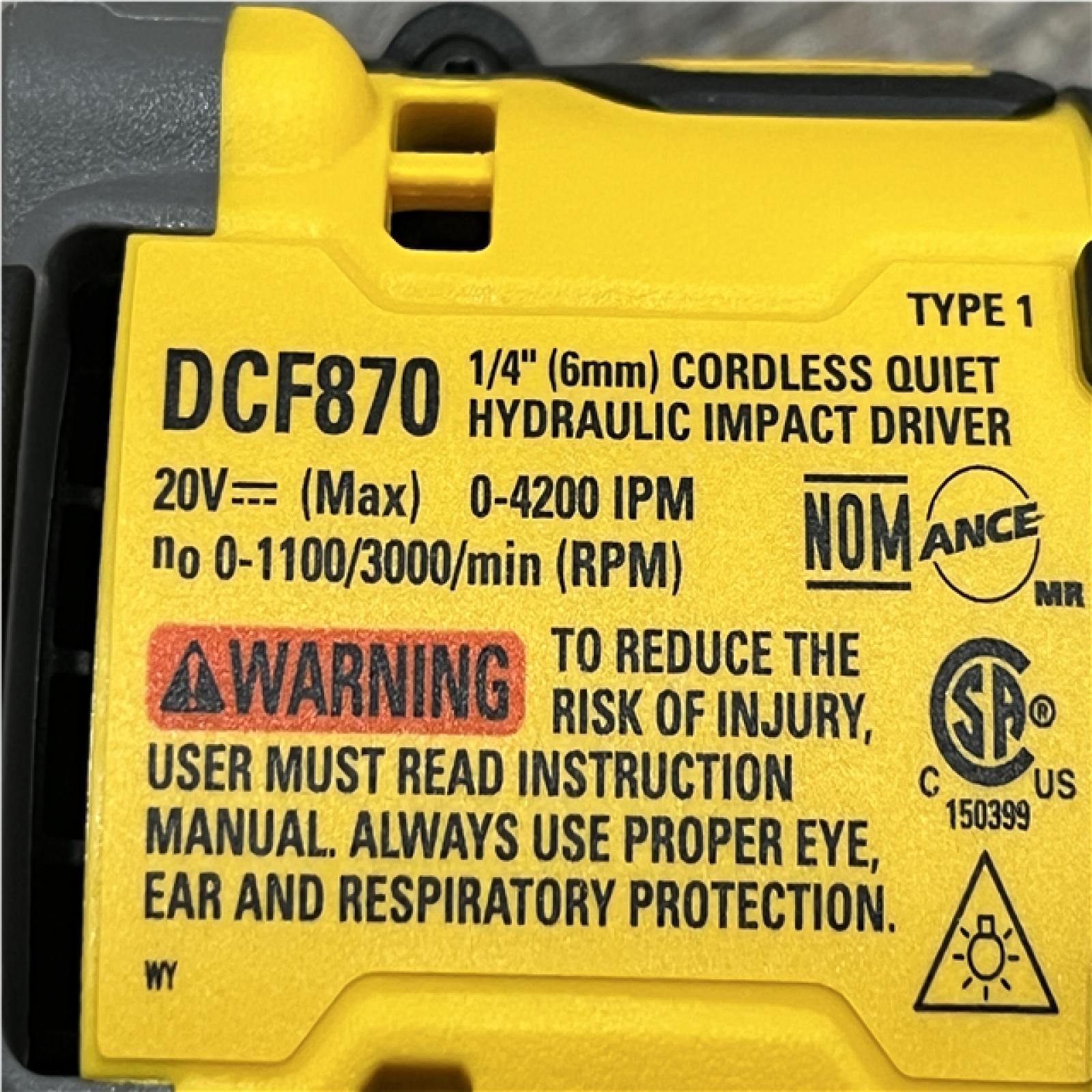 AS-IS DEWALT 20V XR Brushless Cordless 1/4 in. Quiet Hydraulic Impact Driver (Tool-Only)