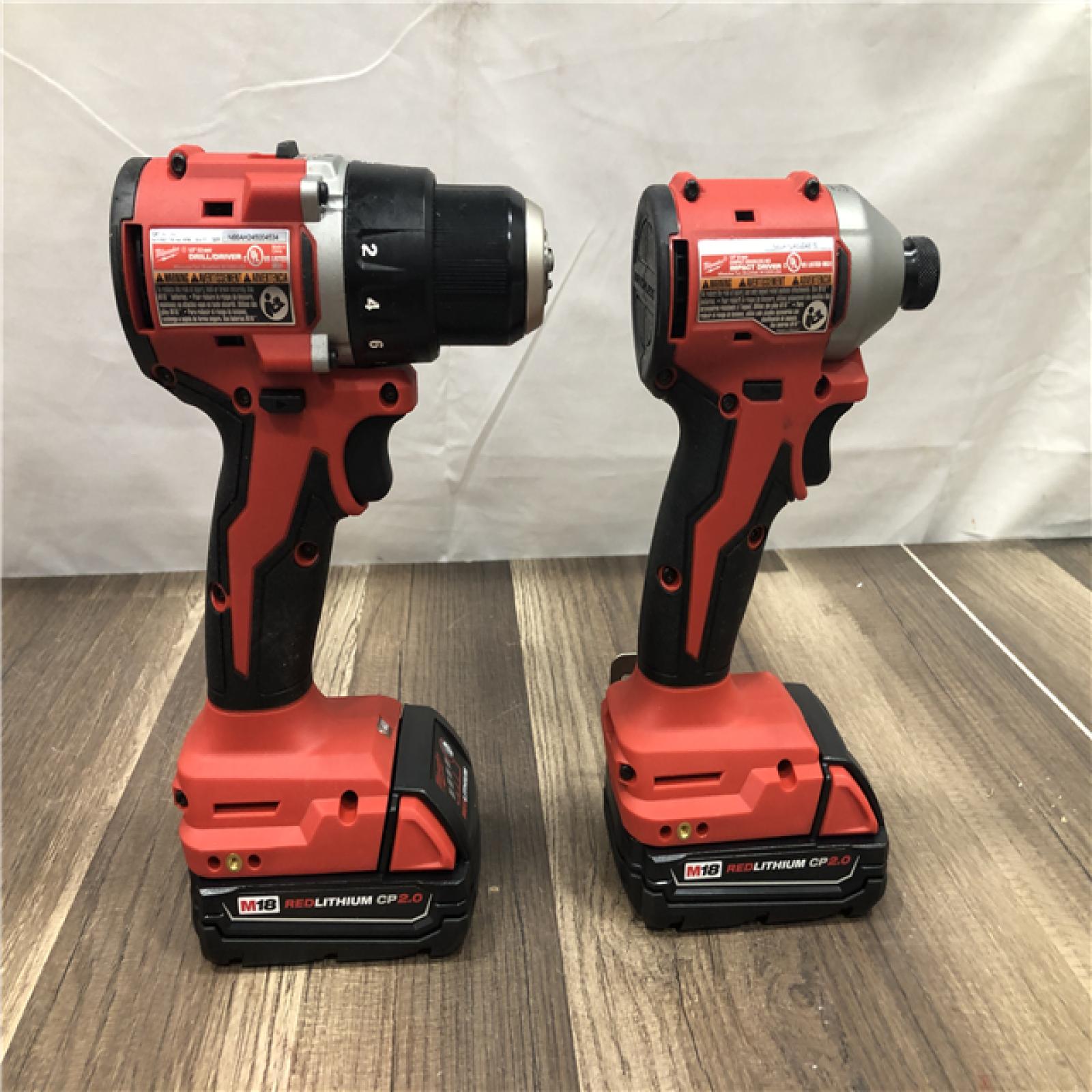 AS-IS  Milwaukee 18V Lithium-Ion Brushless Cordless Compact Drill/Impact Combo Kit