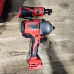 HOUSTON LOCATION - AS-IS Milwaukee 12/18V Lithium-Ion Cordless 3/8 in. Ratchet and 1/2 in. High Torque Impact Wrench with Friction Ring Combo Kit