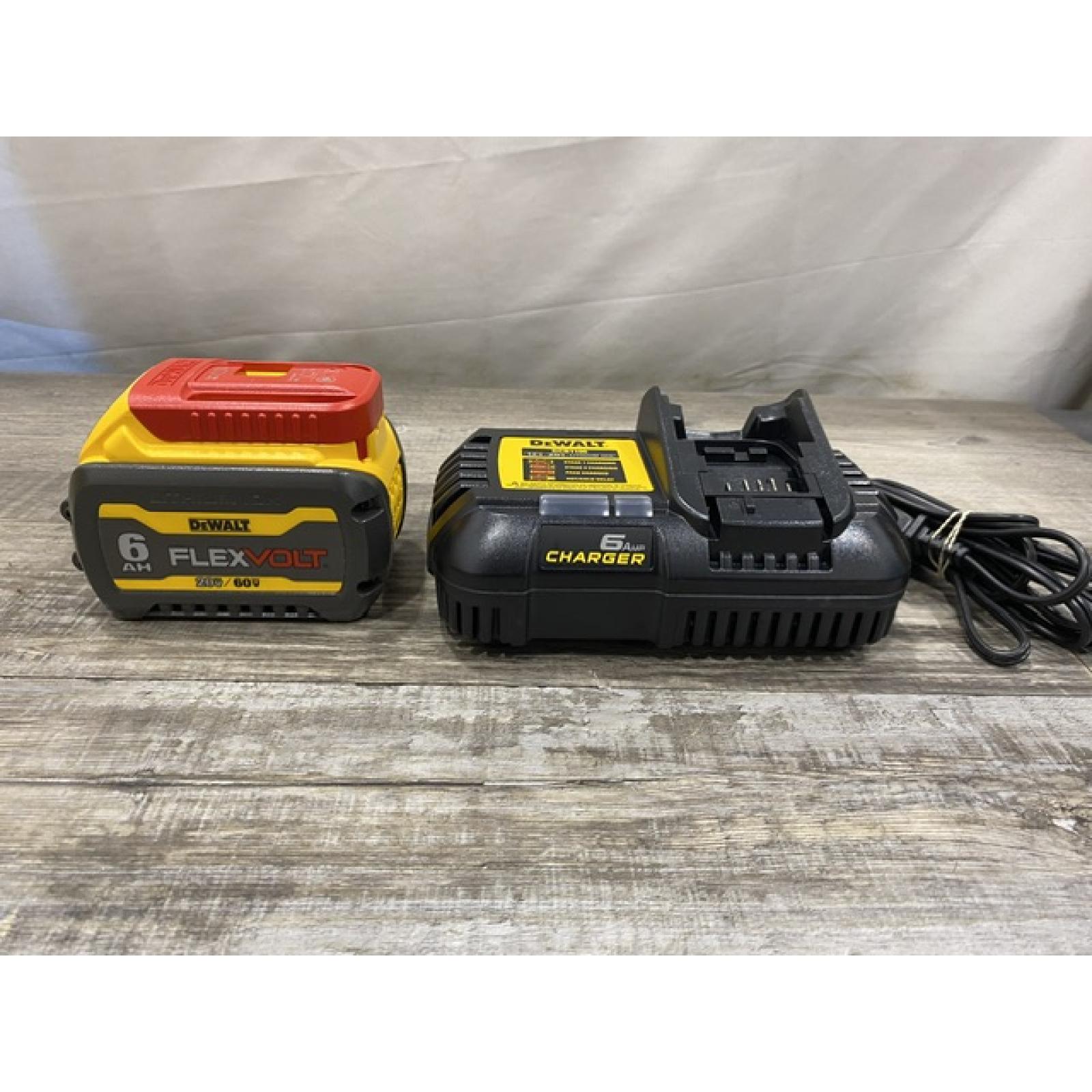 AS-IS DEWALT FLEXVOLT 20V/60V MAX Lithium-Ion 6.0Ah Battery Pack with 6 Amp Output Charger