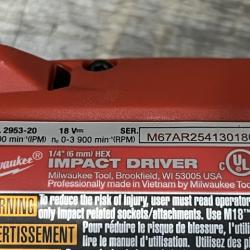 AS-IS Milwaukee FUEL 18V Lithium-Ion Brushless Cordless 1/4 in. Hex Impact Driver (Tool-Only)