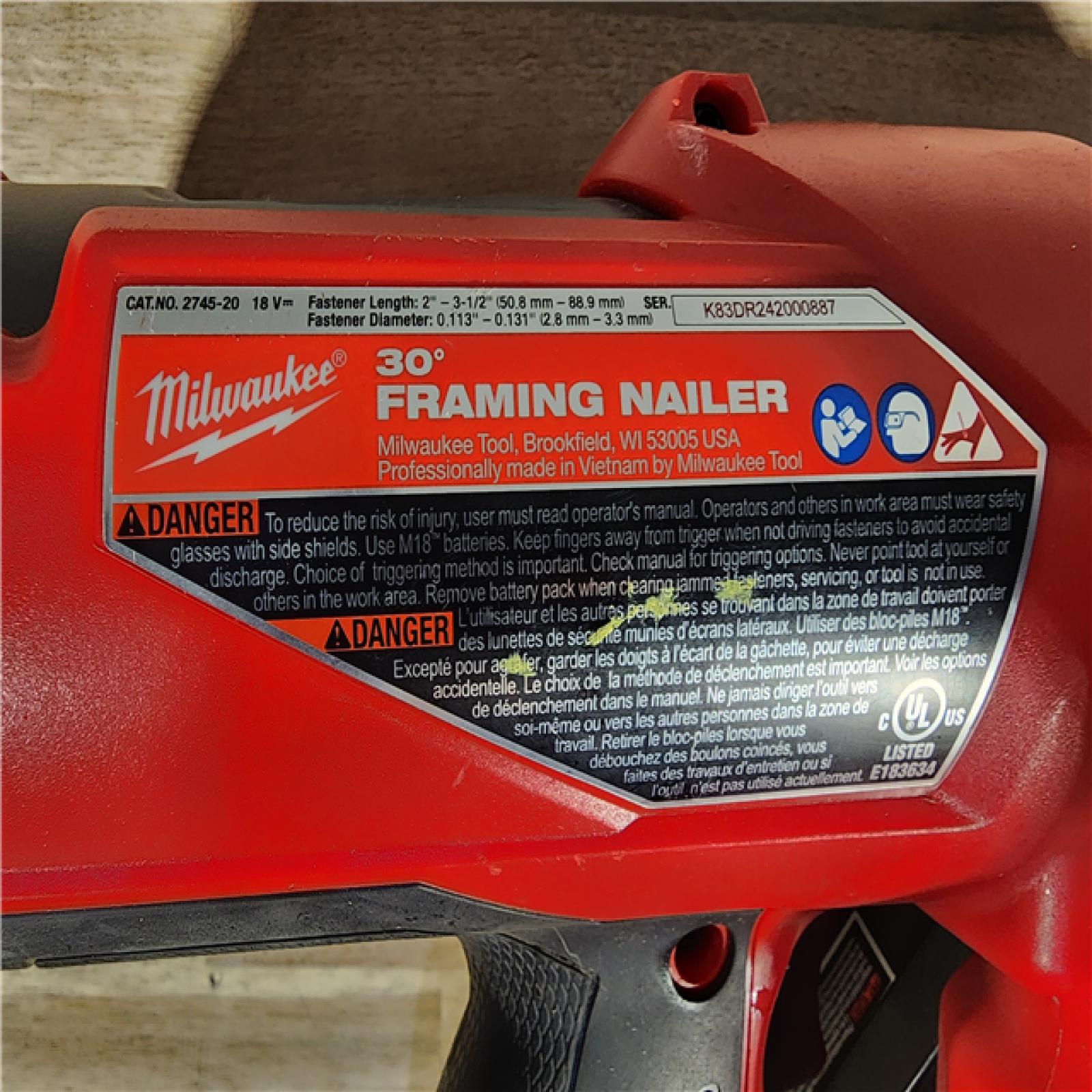 HOUSTON LOCATION - AS-IS M18 FUEL 3-1/2 in. 18-Volt 30-Degree Lithium-Ion Brushless Cordless Framing Nailer (Tool-Only)