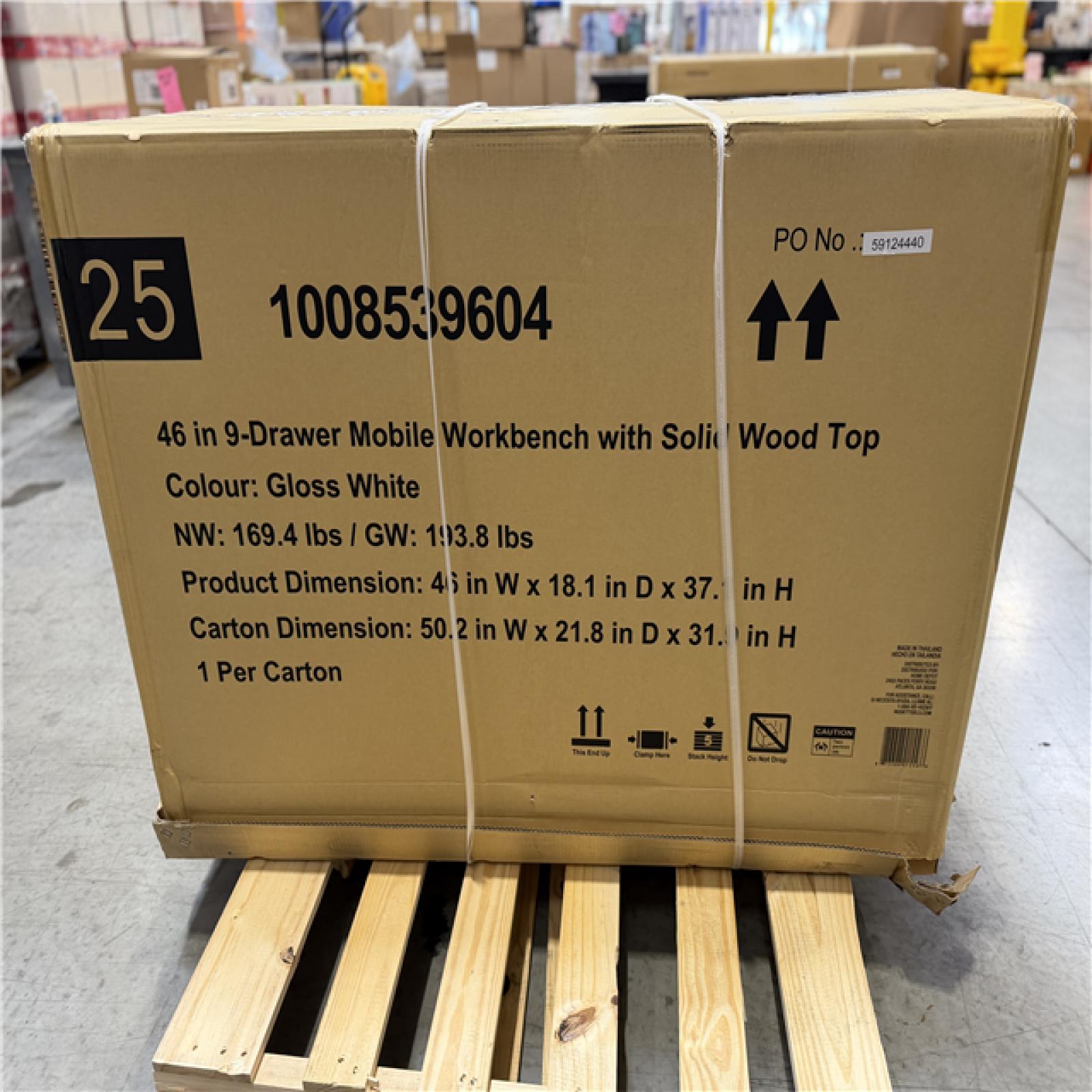 DALLAS LOCATION -AS-IS HUSKY 46IN 9 DRAWER WORKBENCH WHITE