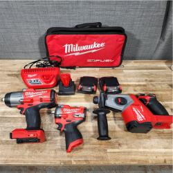 Houston Location AS-IS Milwaukee Drills QTY/2 and Rotary Hammer and Batteries QTY/3 with Charger