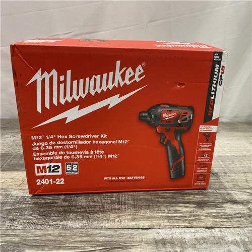 NEW - Milwaukee 12V Lithium-Ion Cordless 1/4 in. Hex Screwdriver Kit