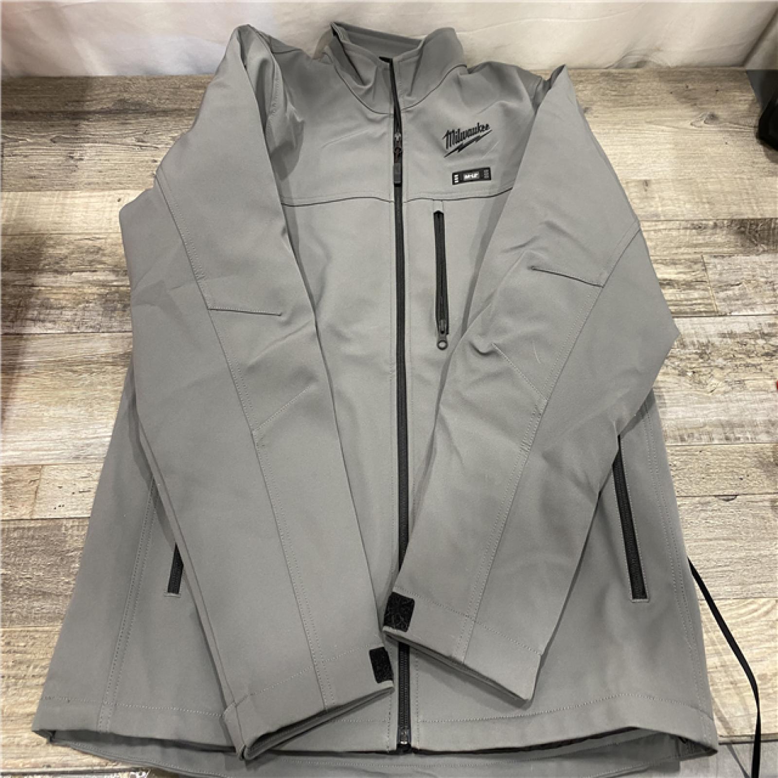 AS-IS Milwaukee Men's Large 12-Volt Lithium-Ion Cordless Tough Shell Gray Heated Jacket Kit