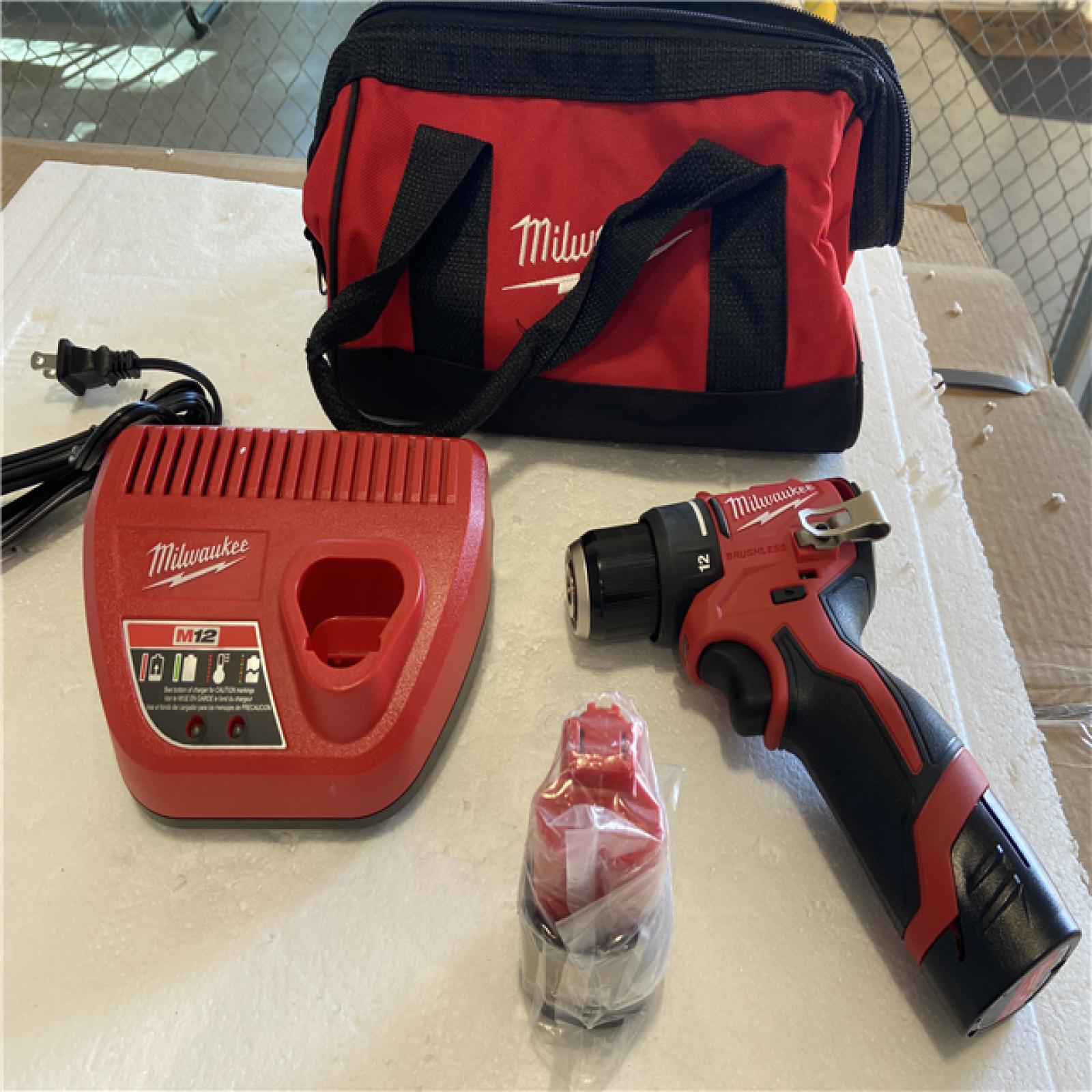 AS-IS Milwaukee Tool M12 3/8 in. Brushless Cordless Drill/Driver Kit (Battery & Charger)