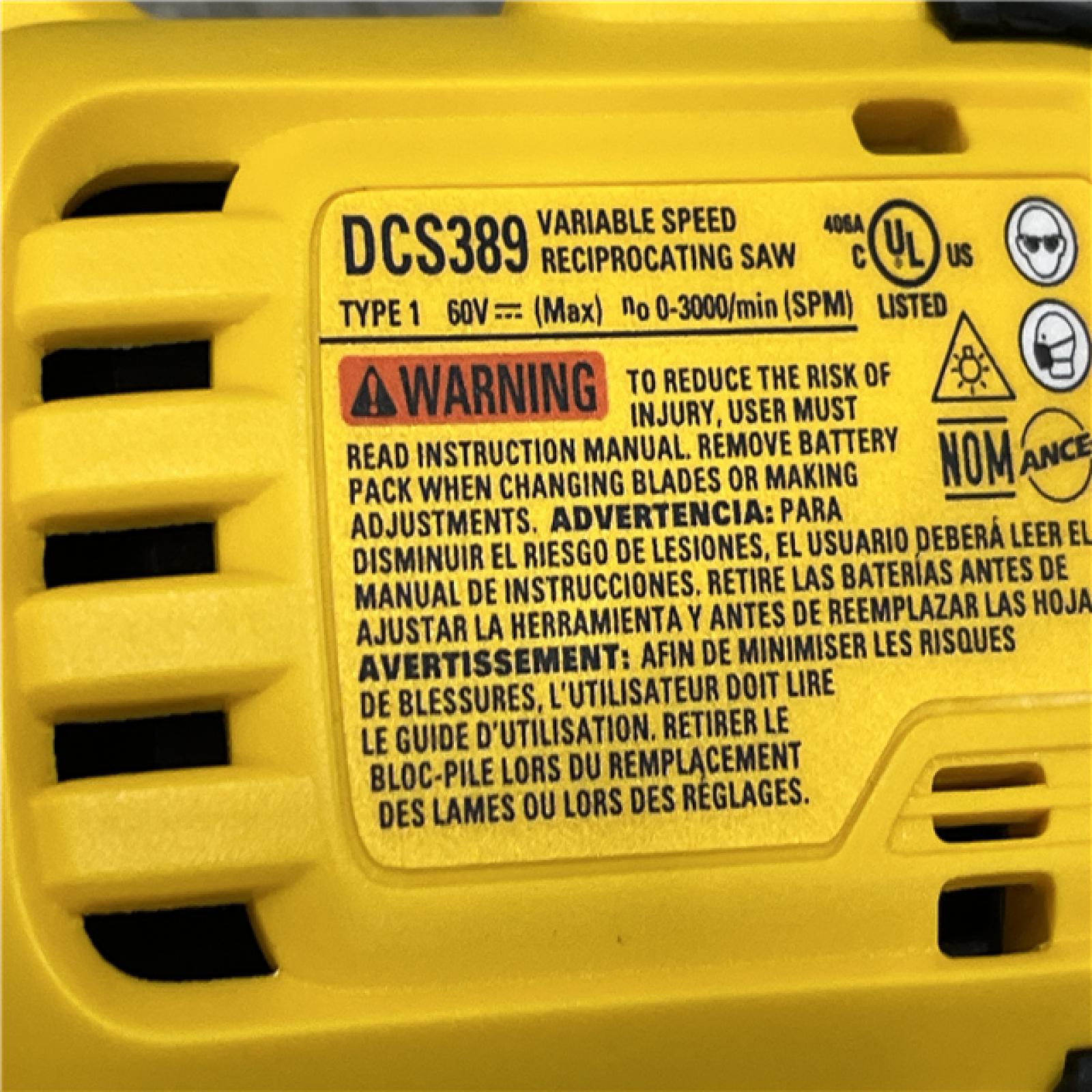 LIKE NEW - DEWALT FLEXVOLT 60V MAX Cordless Brushless Reciprocating Saw (Tool Only)