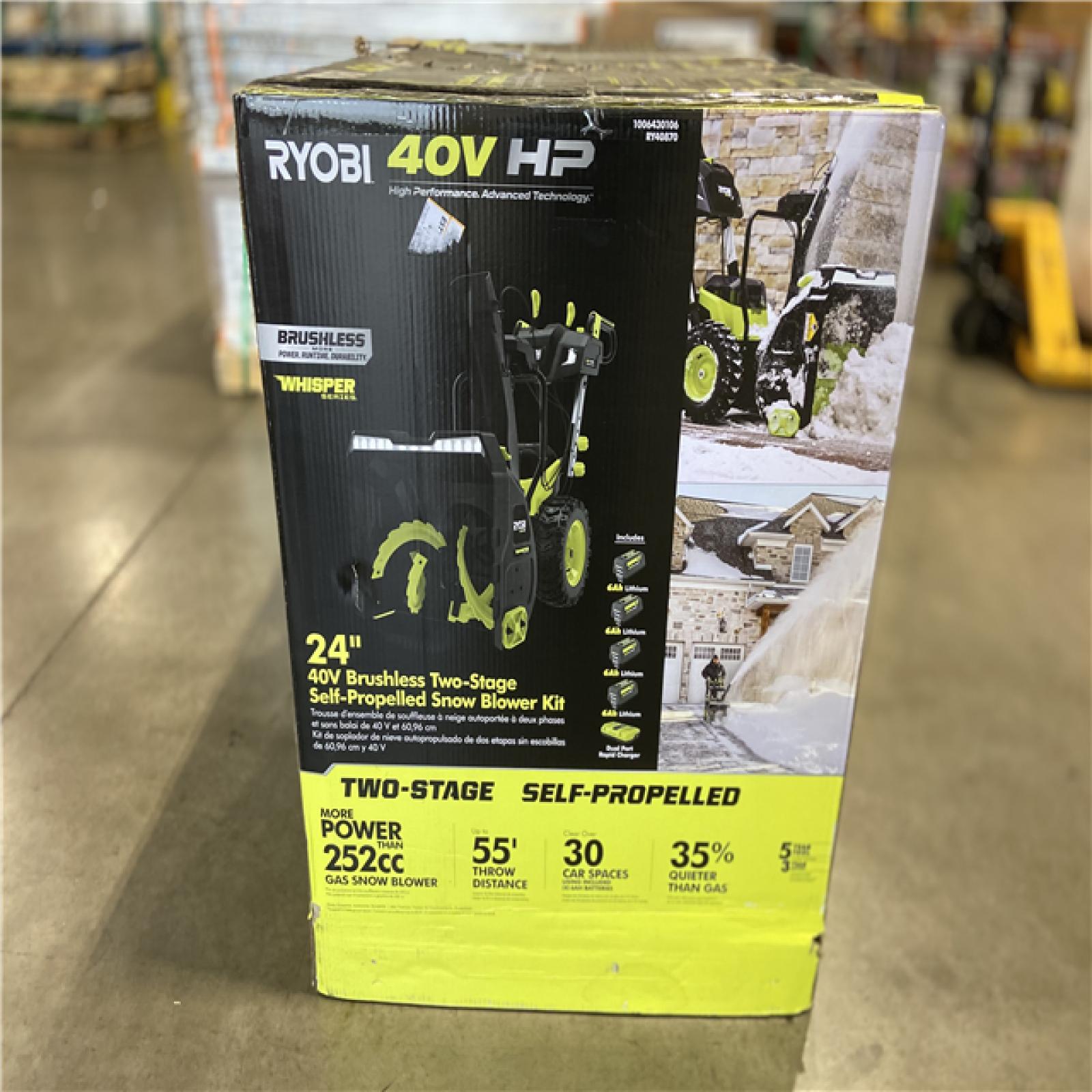 DALLAS LOCATION - RYOBI 40V HP Brushless Whisper Series 24 2-Stage Cordless Electric Self-Propelled Snow Blower