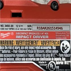 AS-IS Milwaukee 12-Volt Lithium-Ion Brushless Cordless Subcompact Drill and Impact Driver Combo Kit