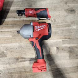 HOUSTON LOCATION - AS-IS Milwaukee 12/18V Lithium-Ion Cordless 3/8 in. Ratchet and 1/2 in. High Torque Impact Wrench with Friction Ring Combo Kit