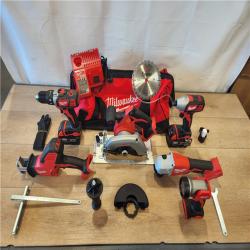 AS-IS- M18 18-Volt Lithium-Ion Cordless Combo Kit 7-Tool with 2-Batteries  Charger and Tool Bag