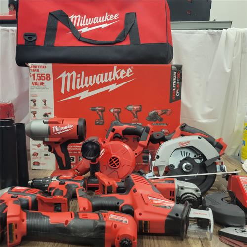 AS-IS Milwaukee  M18 18-Volt Lithium-Ion Cordless Combo Kit 9-Tool with 2-Batteries, Charger and Tool Bag
