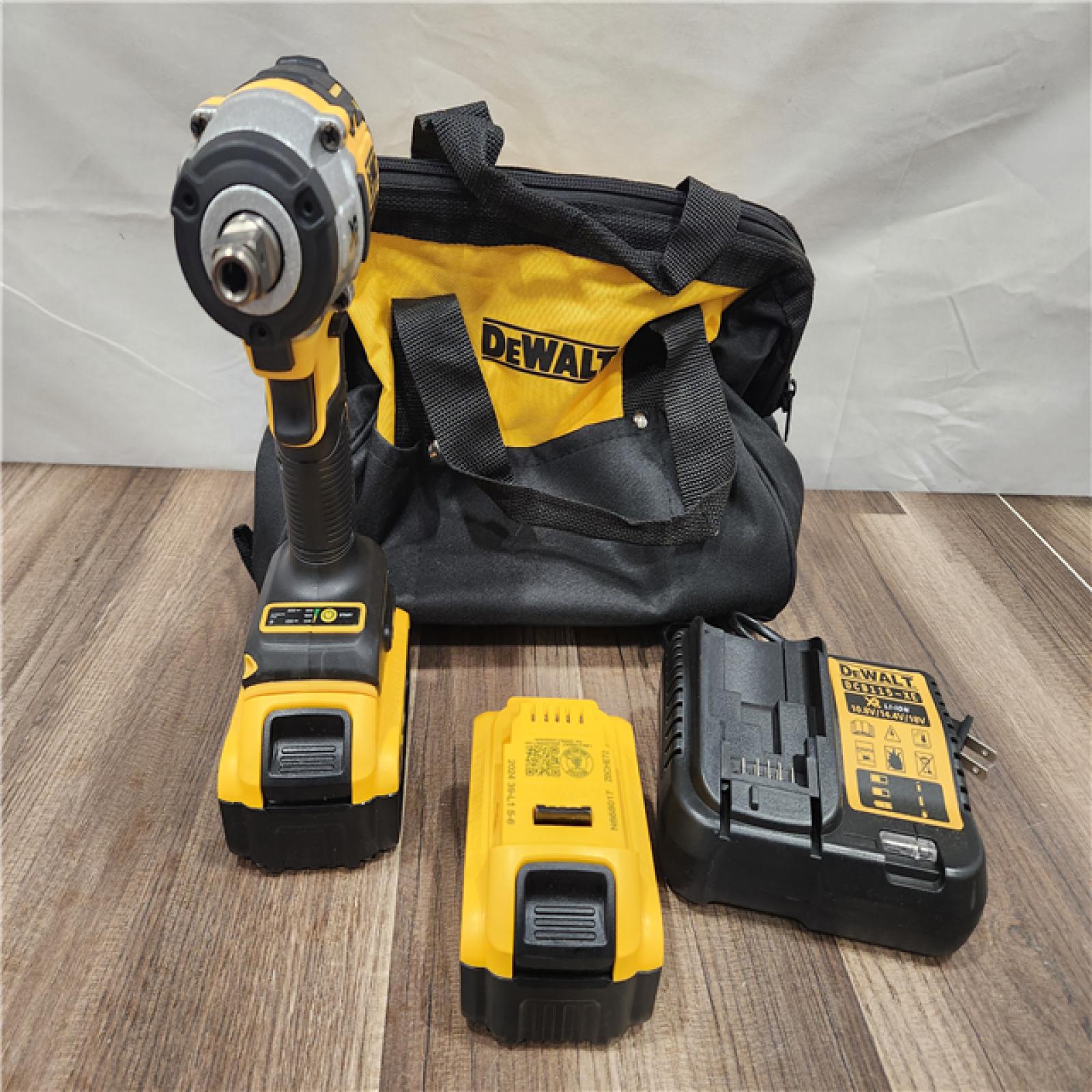 AS-IS DEWALT 20V MAX Cordless 1/2 in. Impact Wrench Kit with Detent Pin, (2) 20V 4.0Ah Batteries, and Charger